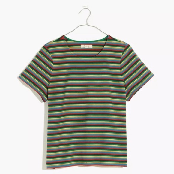 Madewell | Luxe Boxy-Crop Tee in Mathis Stripe - Picture 1 of 8